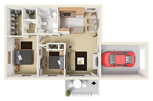 Floor plan 2B/1B/1CA