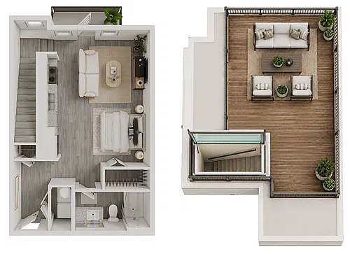 Floor plan S2 + Balcony & Rooftop Terrace
