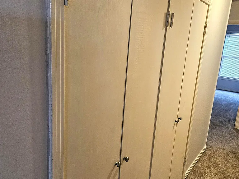 Hallway closets for extra storage.