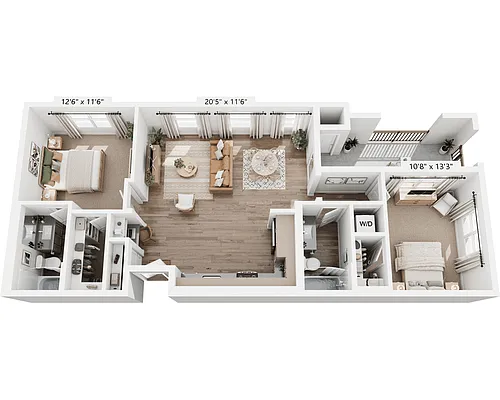 Floor plan Two Bedroom - B2B