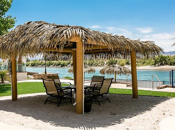 Private beach with shade.