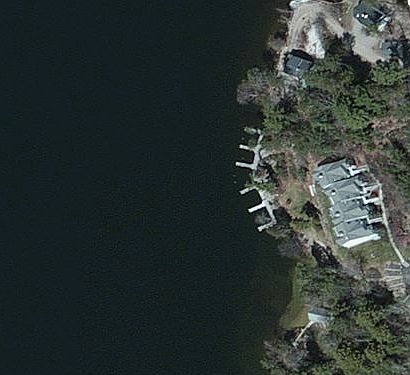 view of our building and our dock from above