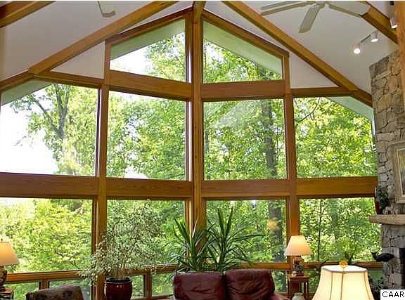 A-frame great room. South oriented home- lots of sun in the winter and nicely shaded in the summer
