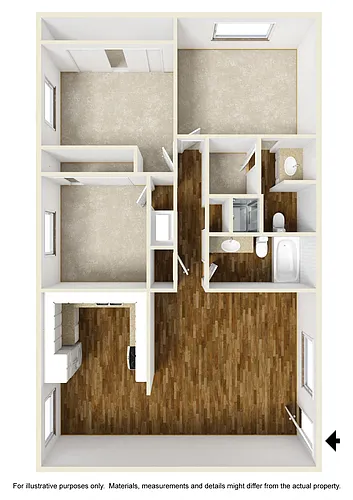 Floor plan 3 Bedrooms, 2 Bathroom Plan C
