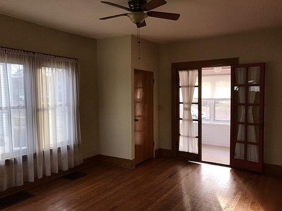 Lots of light with french doors from the porch into the livi