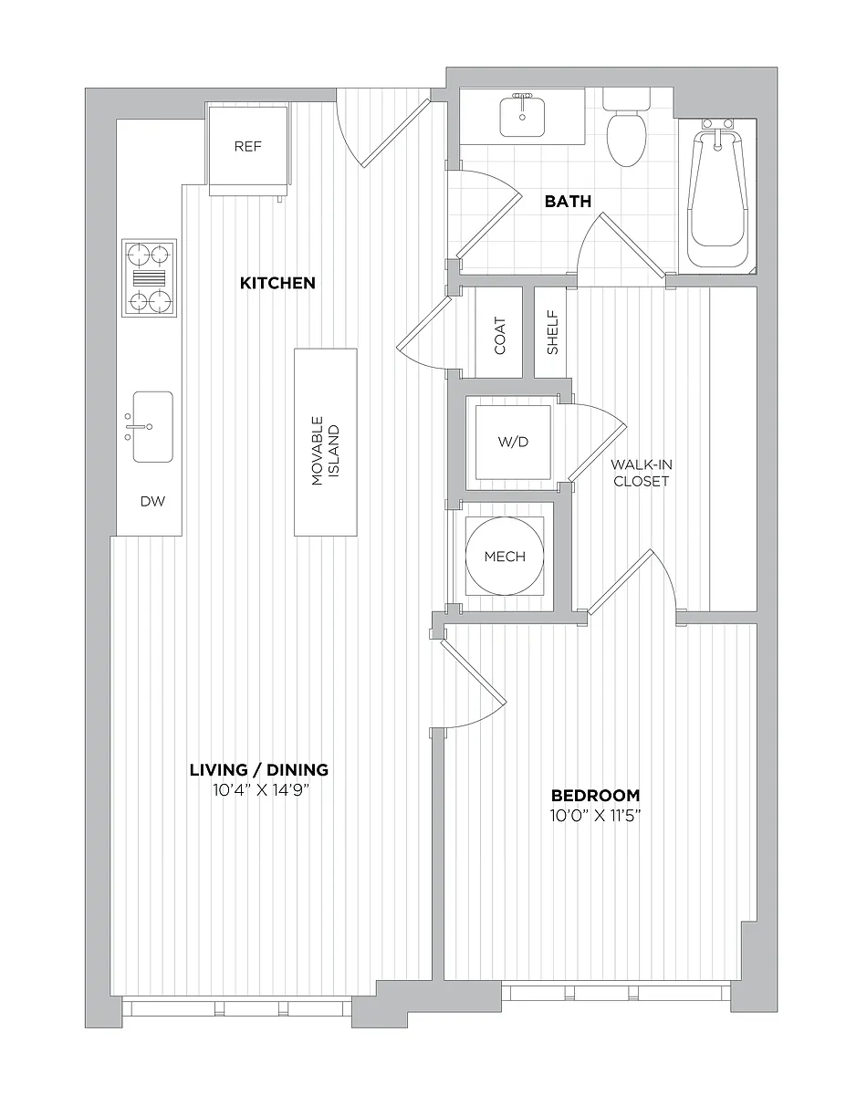 Floor plan 1 Bed/1 Bath-1A