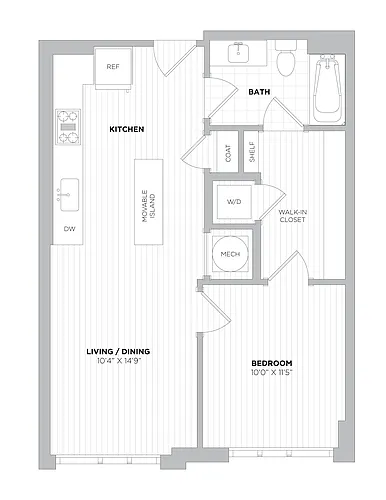 Floor plan 1 Bed/1 Bath-1A