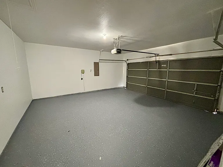 2 car garage with epoxy floor
