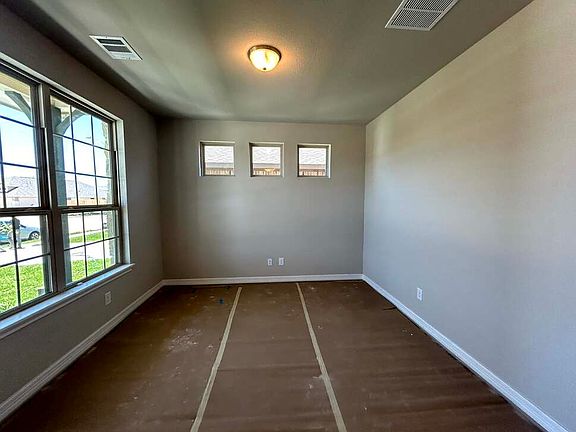 Construction progress - study with large windows and french doors