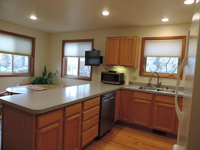 Open concept kitchen and dining room.