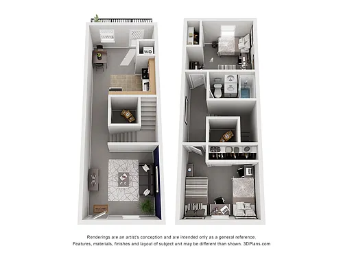 Floor plan 2 Bed 1 Bath Full Apartment
