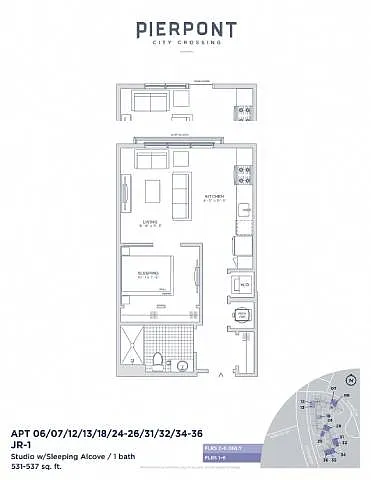 Floor plan Pierpont at City Crossing - JR1