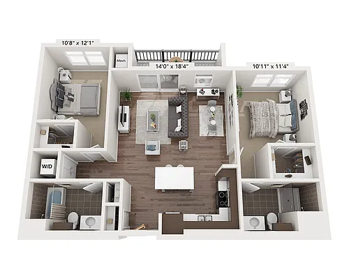 Floor plan Two Bedroom B2B