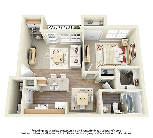 Floor plan 1 Bed 1 Bath- 680 Sq. Ft.