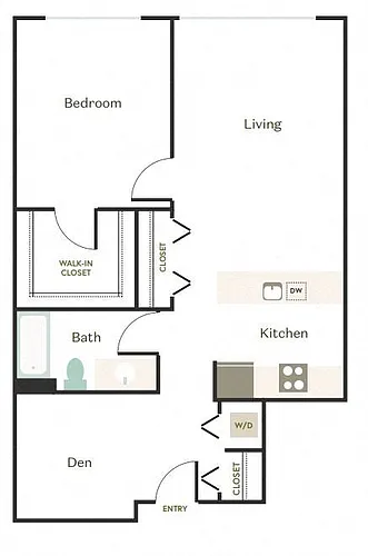 Floor plan 1x1 + Den - E2
