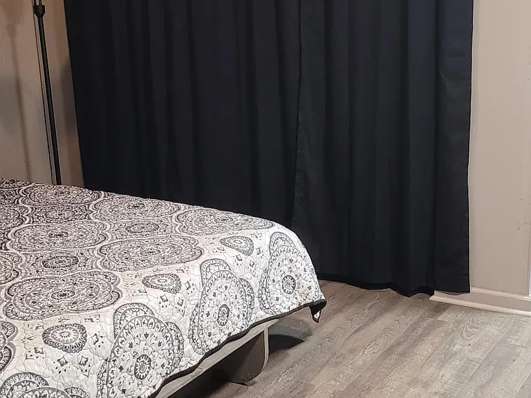 Large closet in bedroom for storage. Bed is a Murphy bed so it can be stowed for some open space.