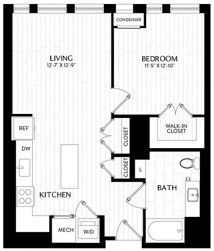 Floor plan 1 Bed/1 Bath-A4M4