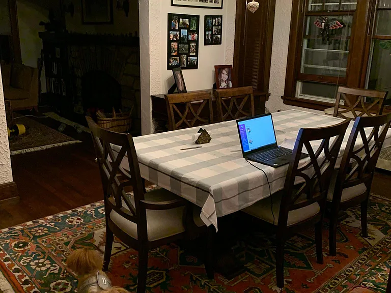 Large formal dining room with 5 window bay