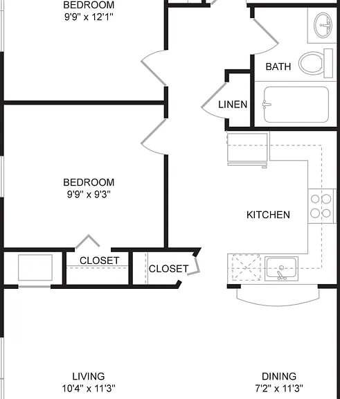 B3 floor plan North Hill Apartments
