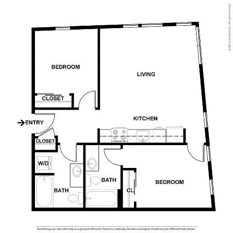 Floor plan 2 Bed/2 Bath-b1