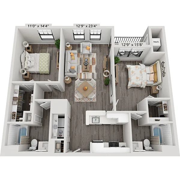 Floor plan Two Bedroom B2C6