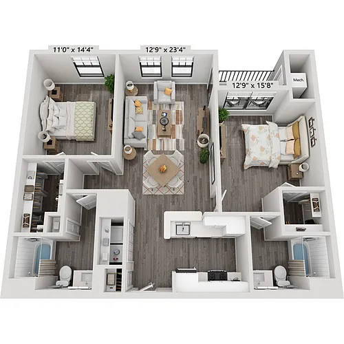 Floor plan Two Bedroom B2C3