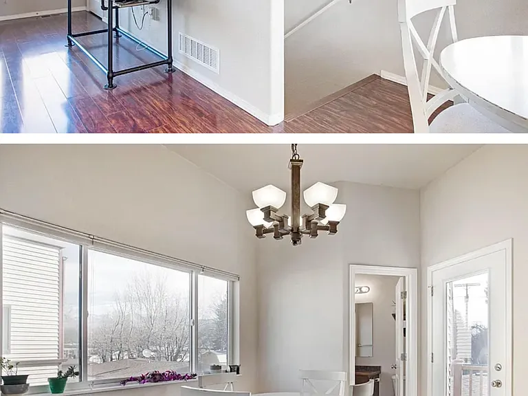 Upstairs dining area, living room