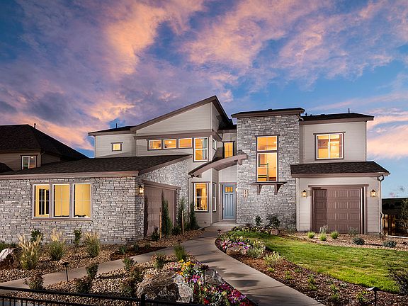 Example of Residence 6002 Model Home Mountain Rustic Style Exterior - Colors will vary on actual h