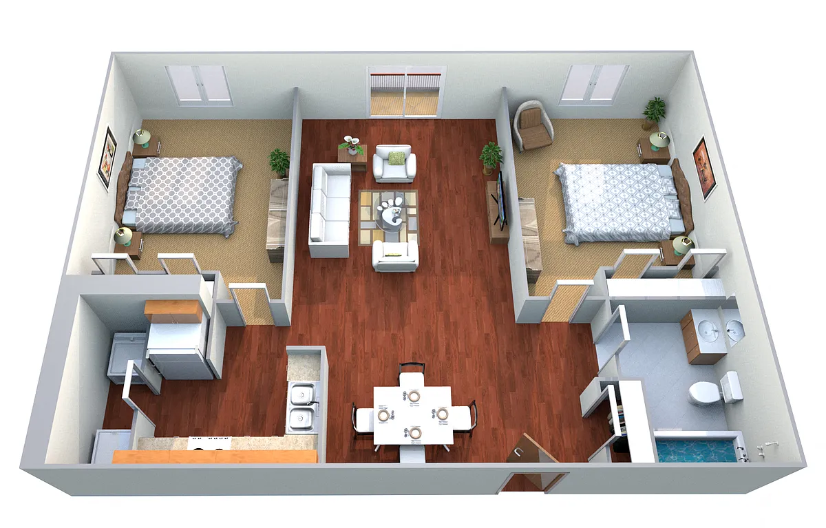 Floor plan 2 Bedroom, 1 Bathroom