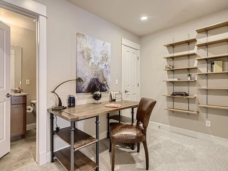 Upstairs space with closet can be used for home office space.