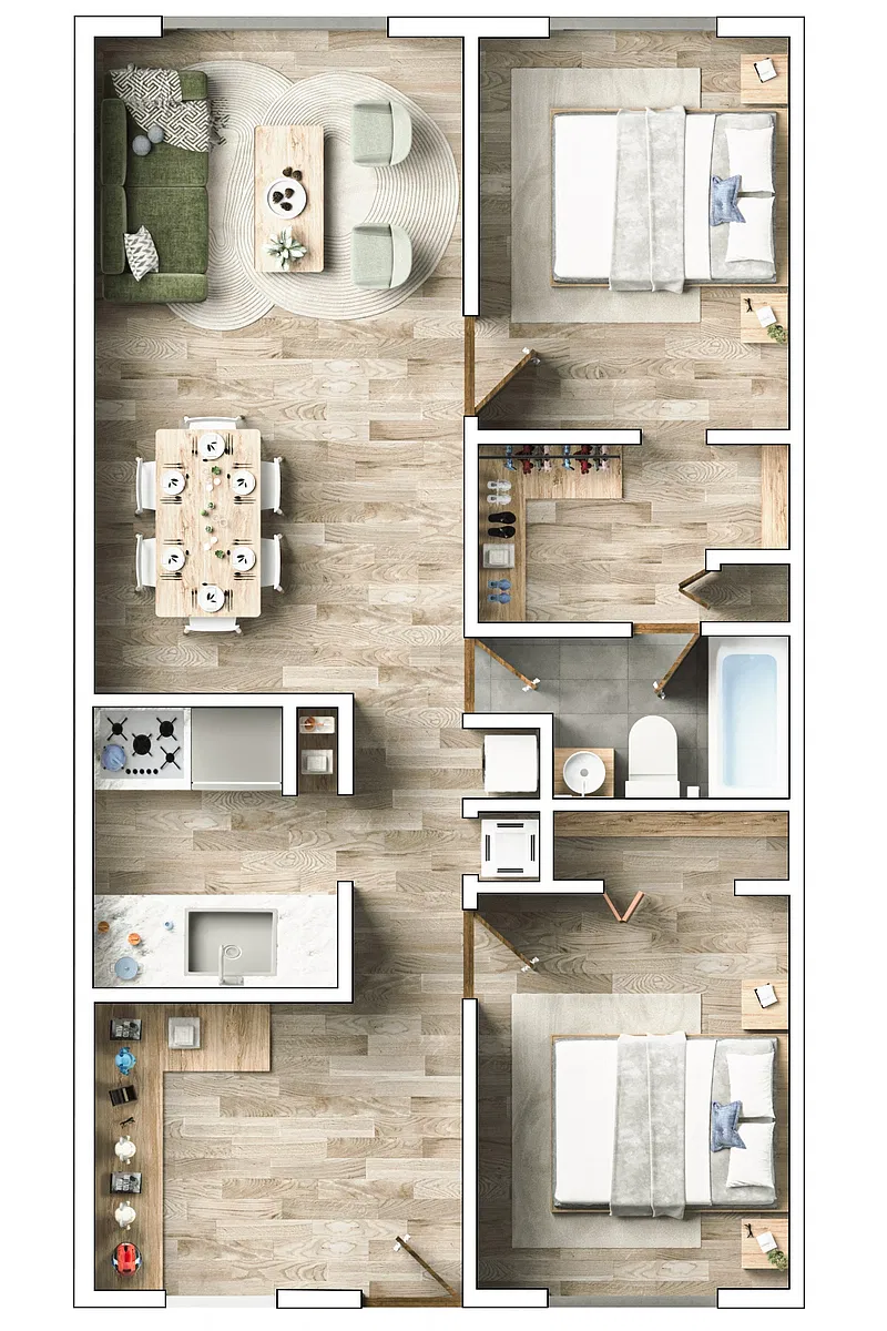 Floor plan 2 Bedrooms, 1 Bathroom