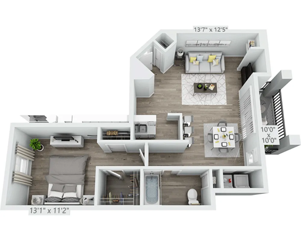 Floor plan One Bedroom A1D