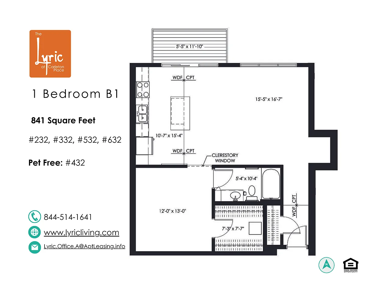 Floor plan 1 Bedroom B1