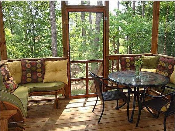 Screened porch with custom seating