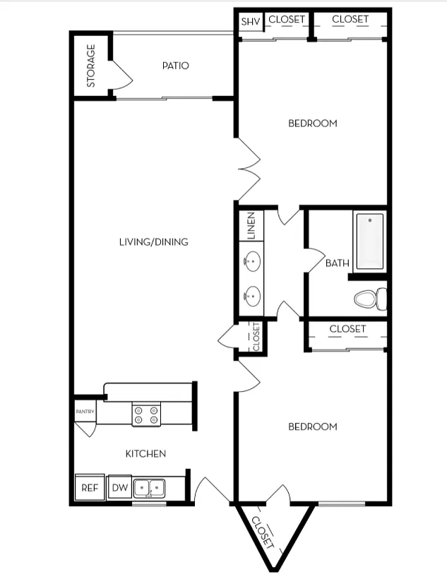 Floor plan 1B-Den