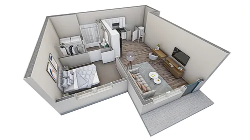 Floor plan 1 BR Horizon Courtyard