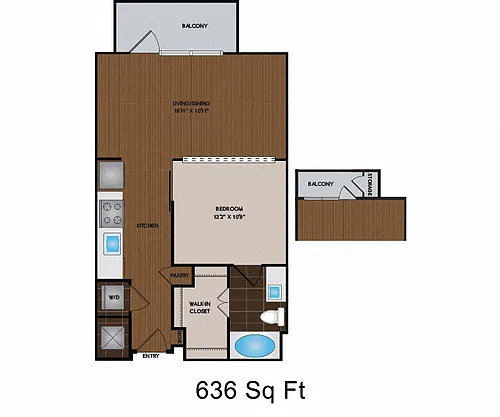 Floor plan 616 - 636 Sq Ft