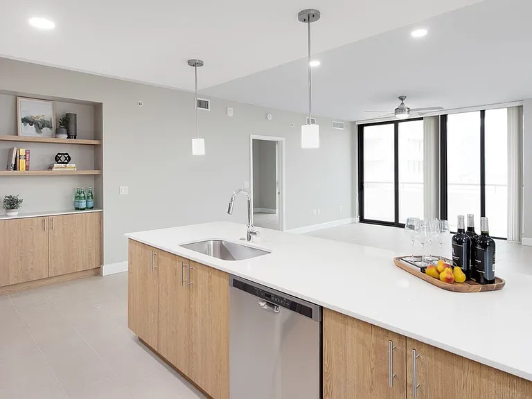 Open concept kitchen and living area