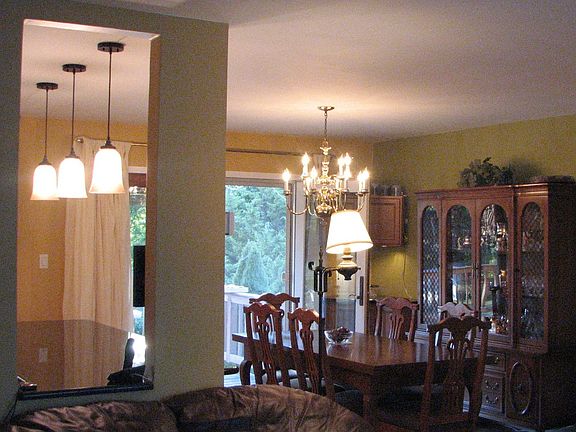 Kitchen opens to dining area