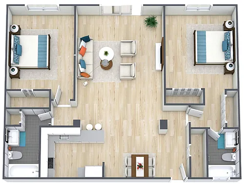 Floor plan 2BR - 2BTH DLX