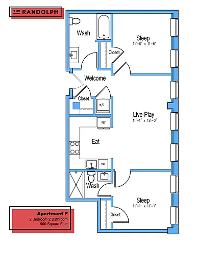 Floor plan 2Bed 2Bath F