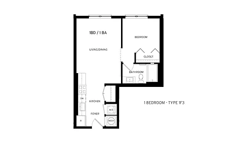 Floor plan Sapphire - 1 Bedroom