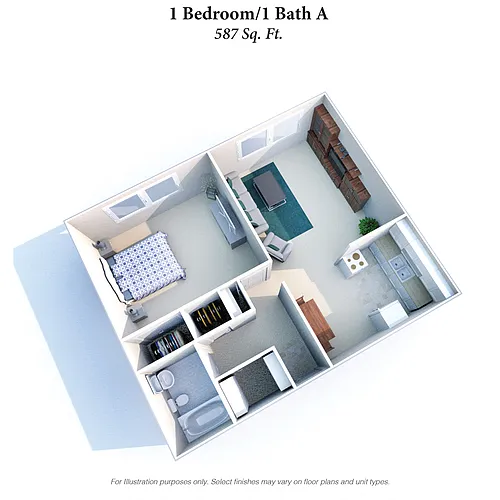 Floor plan 1 Bedroom 1 Bath