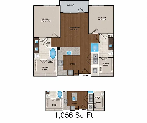 Floor plan 1056 - 1118 Sq Ft