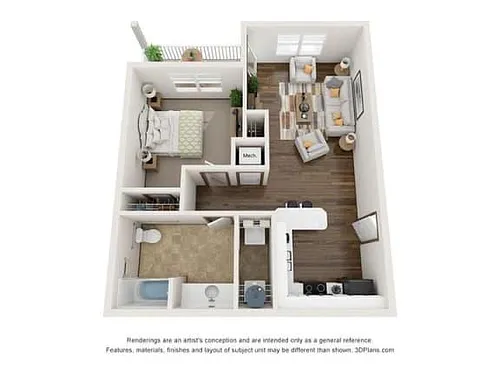 Floor plan 1 Bedroom - 1 Bathroom