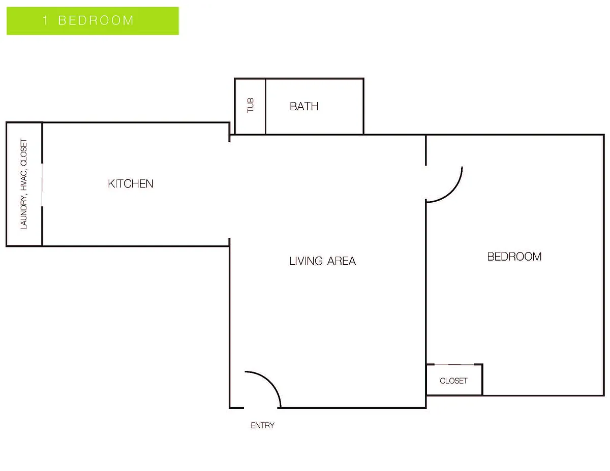 Floor plan 1 Bedroom/1 Bathroom