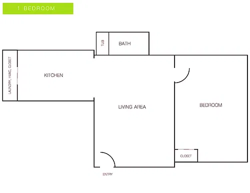 Floor plan 1 Bedroom/1 Bathroom