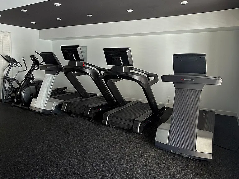 Fitness Center with Treadmills and Free Weights.