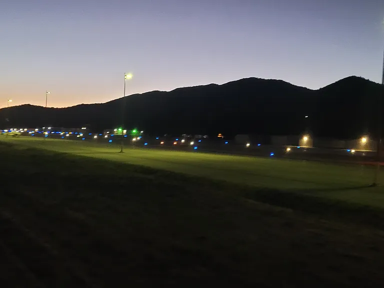Airport runway at night