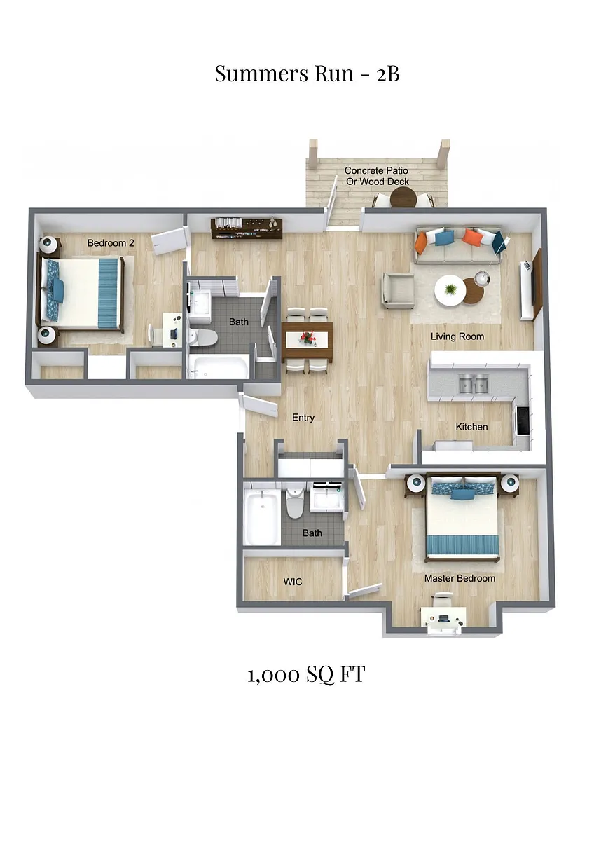 Floor plan Summers Run Apartments - 2B